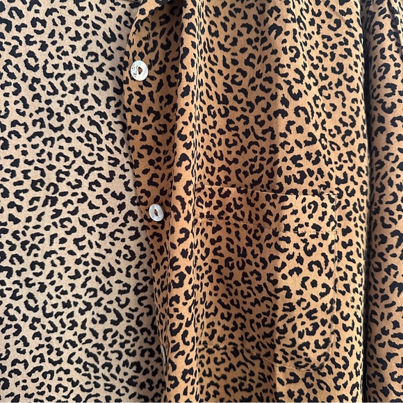 12th Tribe leopard print collared button down long sleeve shirt - Picture 3 of 5